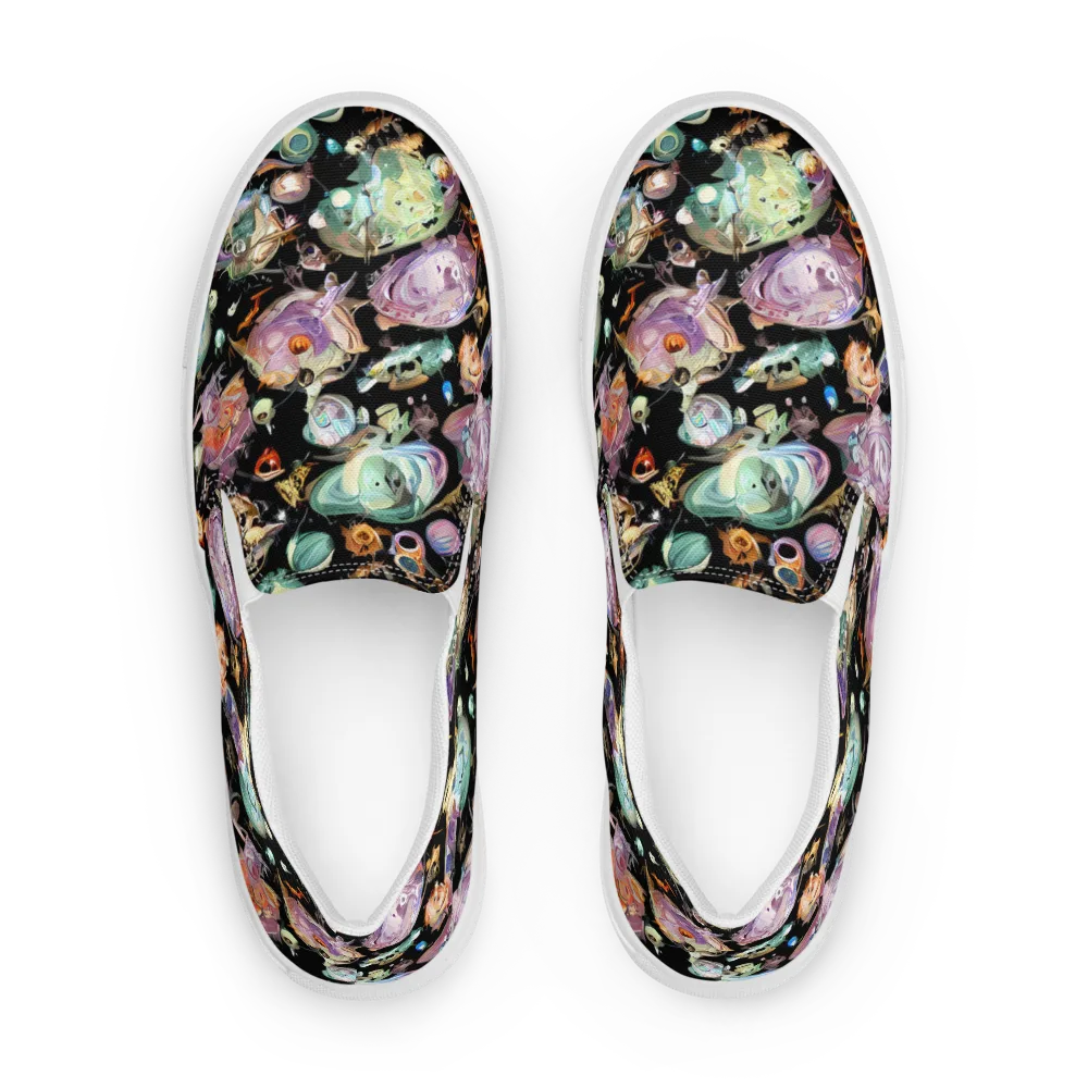 Nebula Bestiary on Men's Slip-On Canvas Shoes — Front