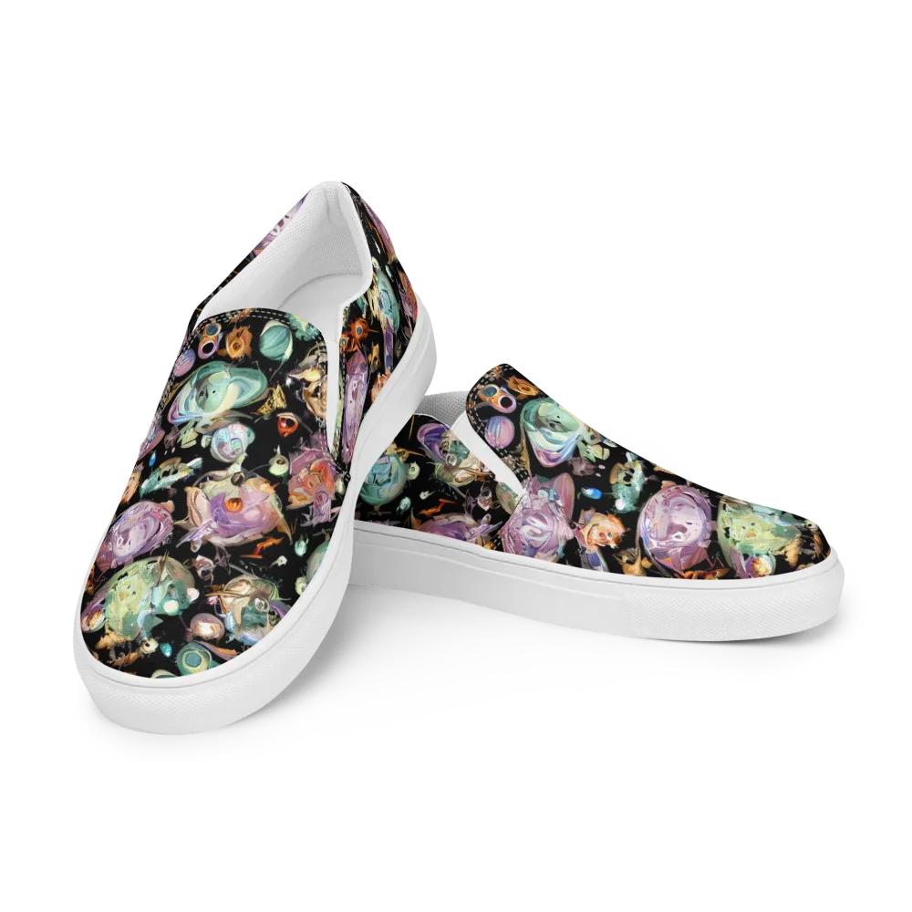 Nebula Bestiary on Men's Slip-On Canvas Shoes — Left Front