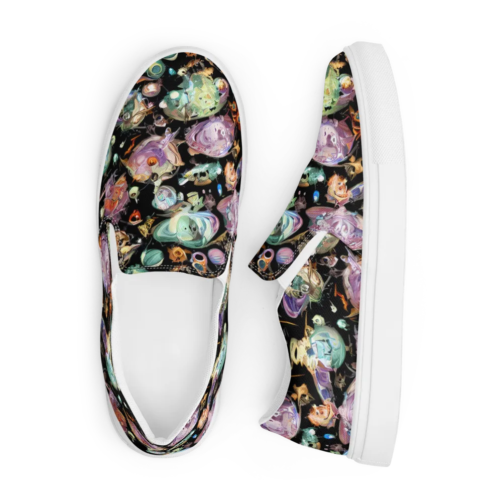 Nebula Bestiary on Men's Slip-On Canvas Shoes — Front
