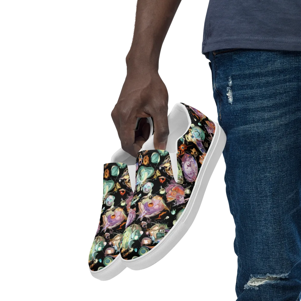 Nebula Bestiary on Men's Slip-On Canvas Shoes — Left Front