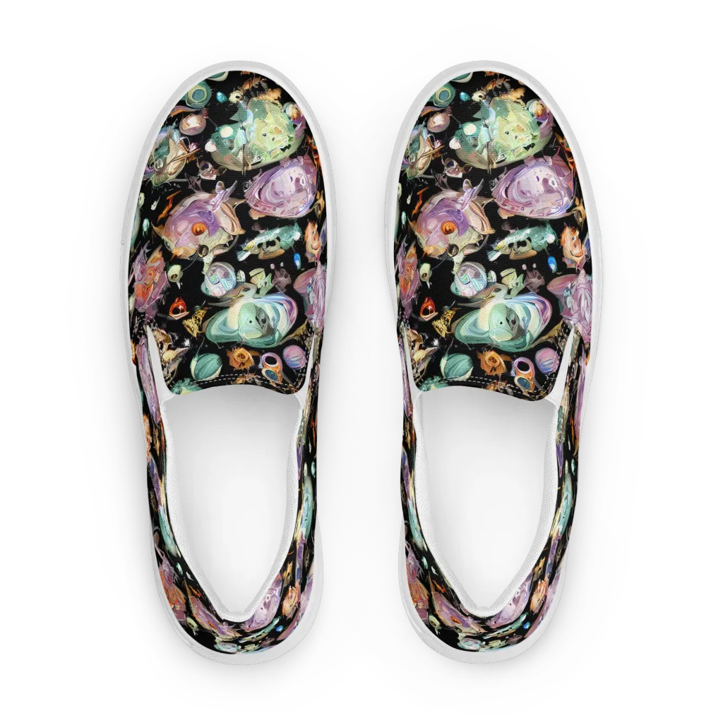 Nebula Bestiary on Women's Slip-On Canvas Shoes — Front