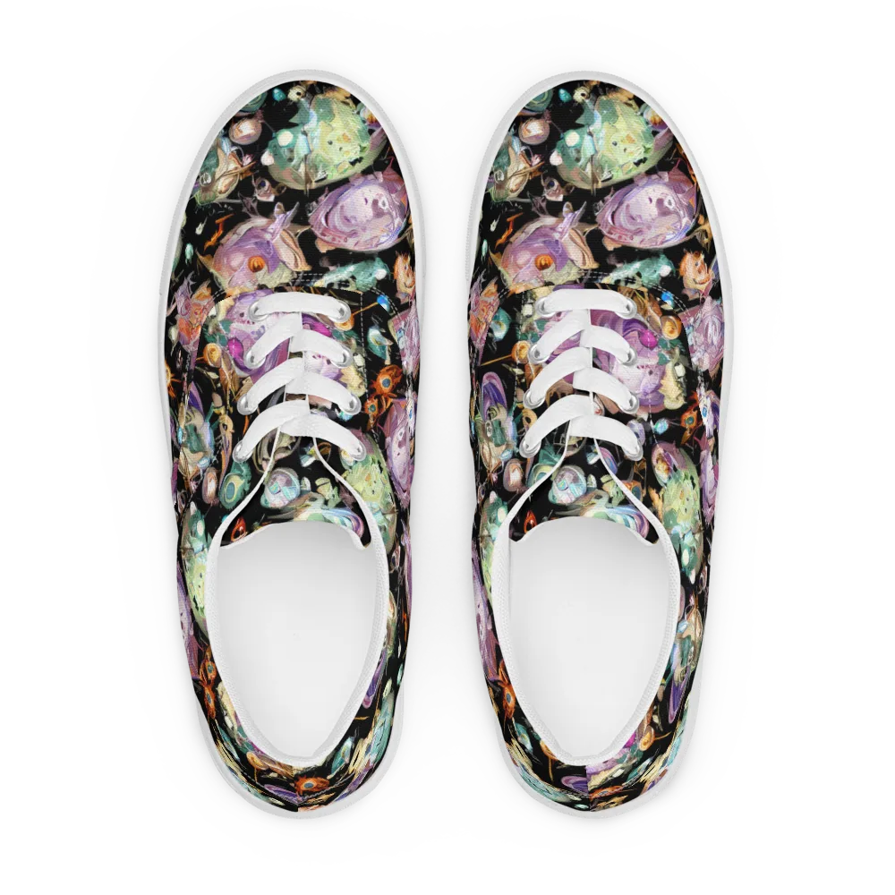 Nebula Bestiary on Men's Lace-Up Canvas Shoes — Front