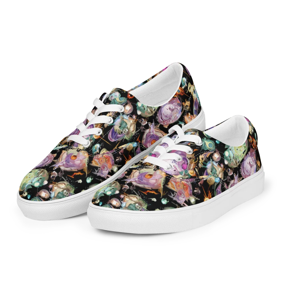 Nebula Bestiary on Men's Lace-Up Canvas Shoes — Left Front