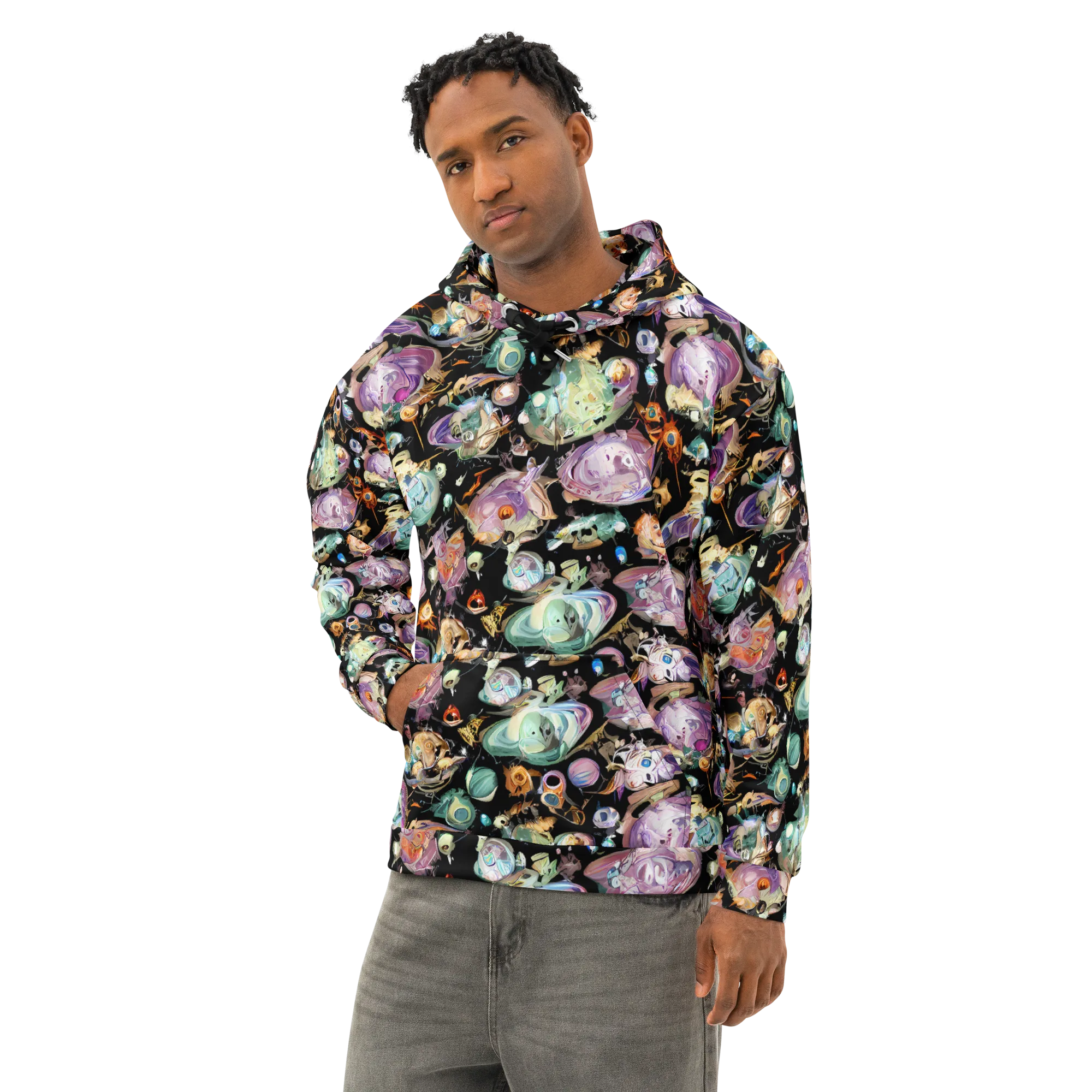 Nebula Bestiary on Cotton Hoodie — Left Front