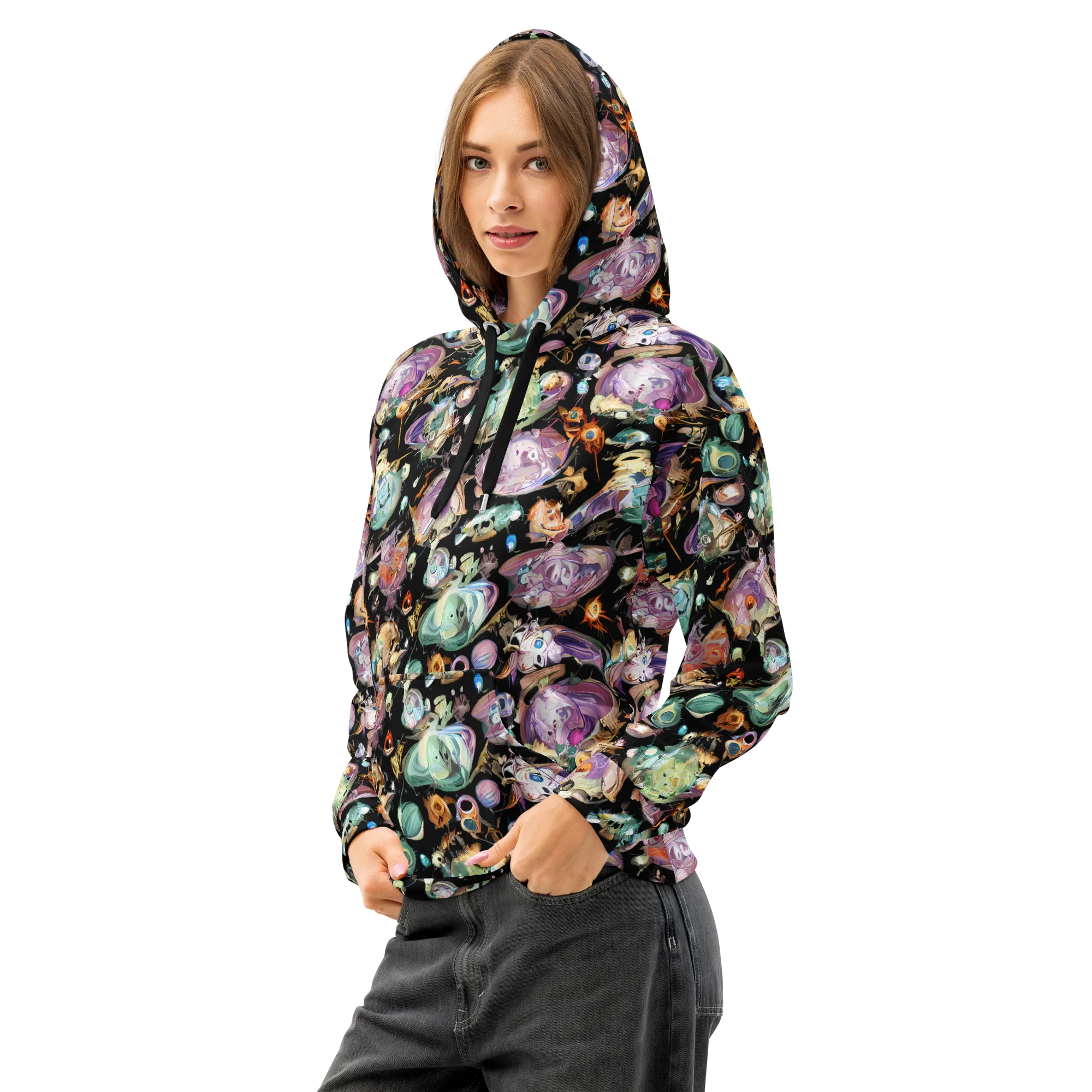Nebula Bestiary on Cotton Hoodie — Left Front