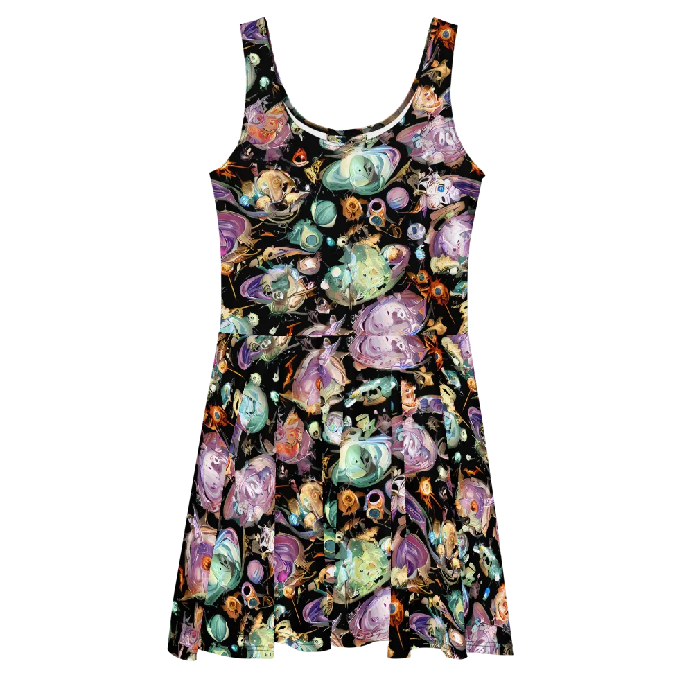Nebula Bestiary on Skater Dress — Front