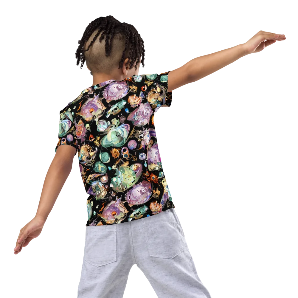 Nebula Bestiary on Kids Crew Neck T-Shirt — Back