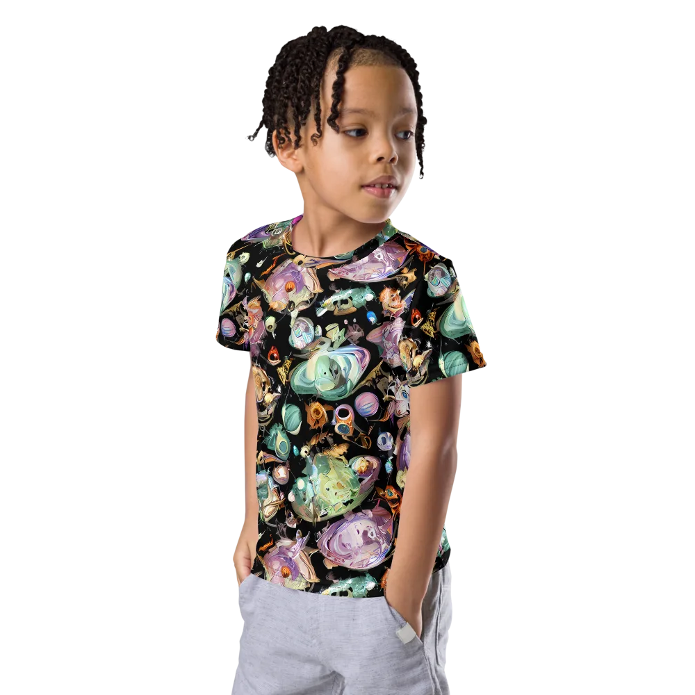 Nebula Bestiary on Kids Crew Neck T-Shirt — Left Front