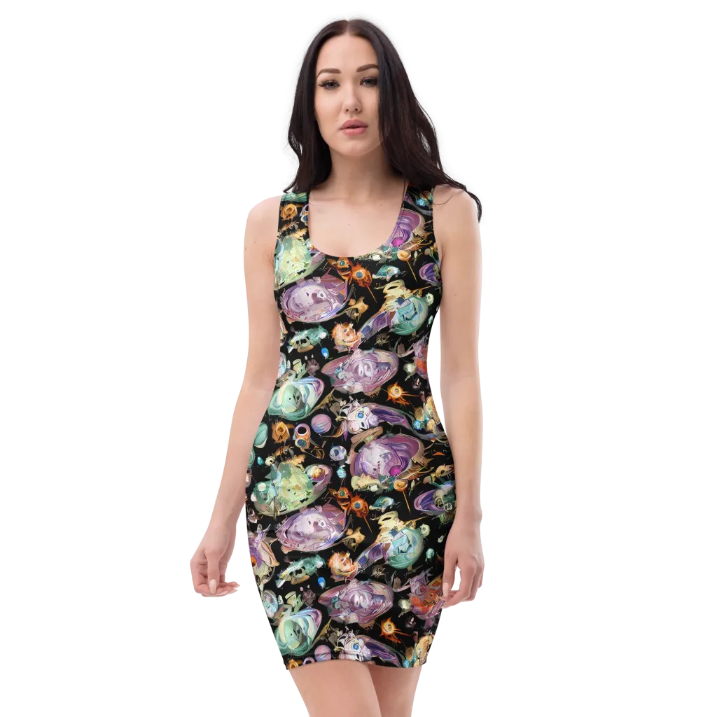 Nebula Bestiary on Bodycon Dress — Front