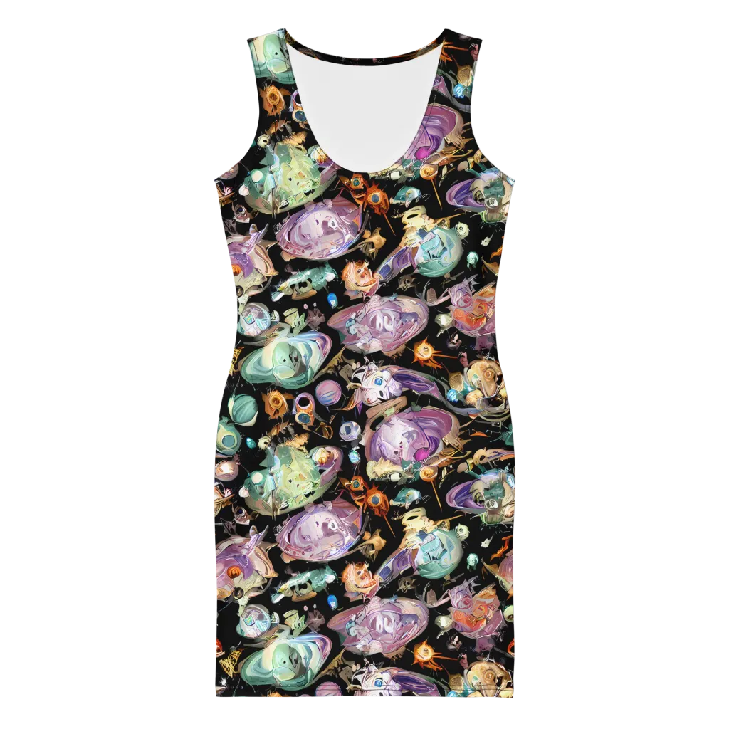 Nebula Bestiary on Bodycon Dress — Front