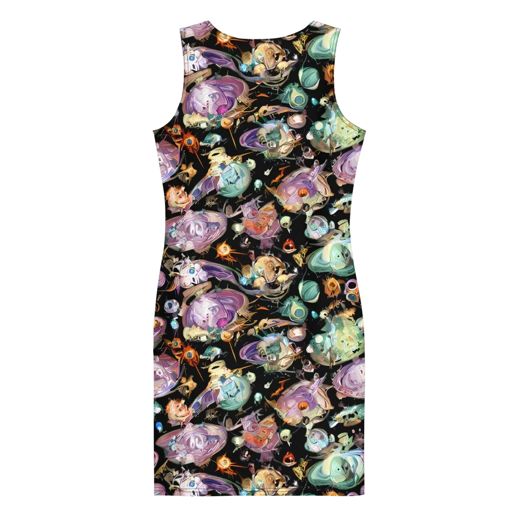 Nebula Bestiary on Bodycon Dress — Back