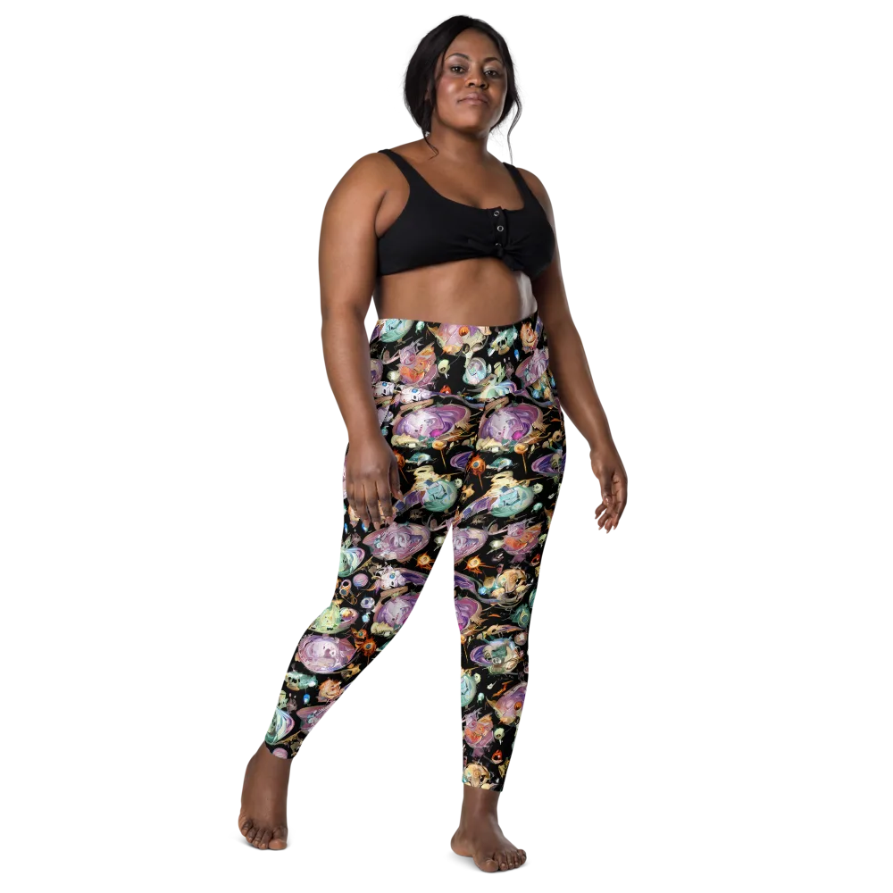 Nebula Bestiary on Leggings with Pockets — Front