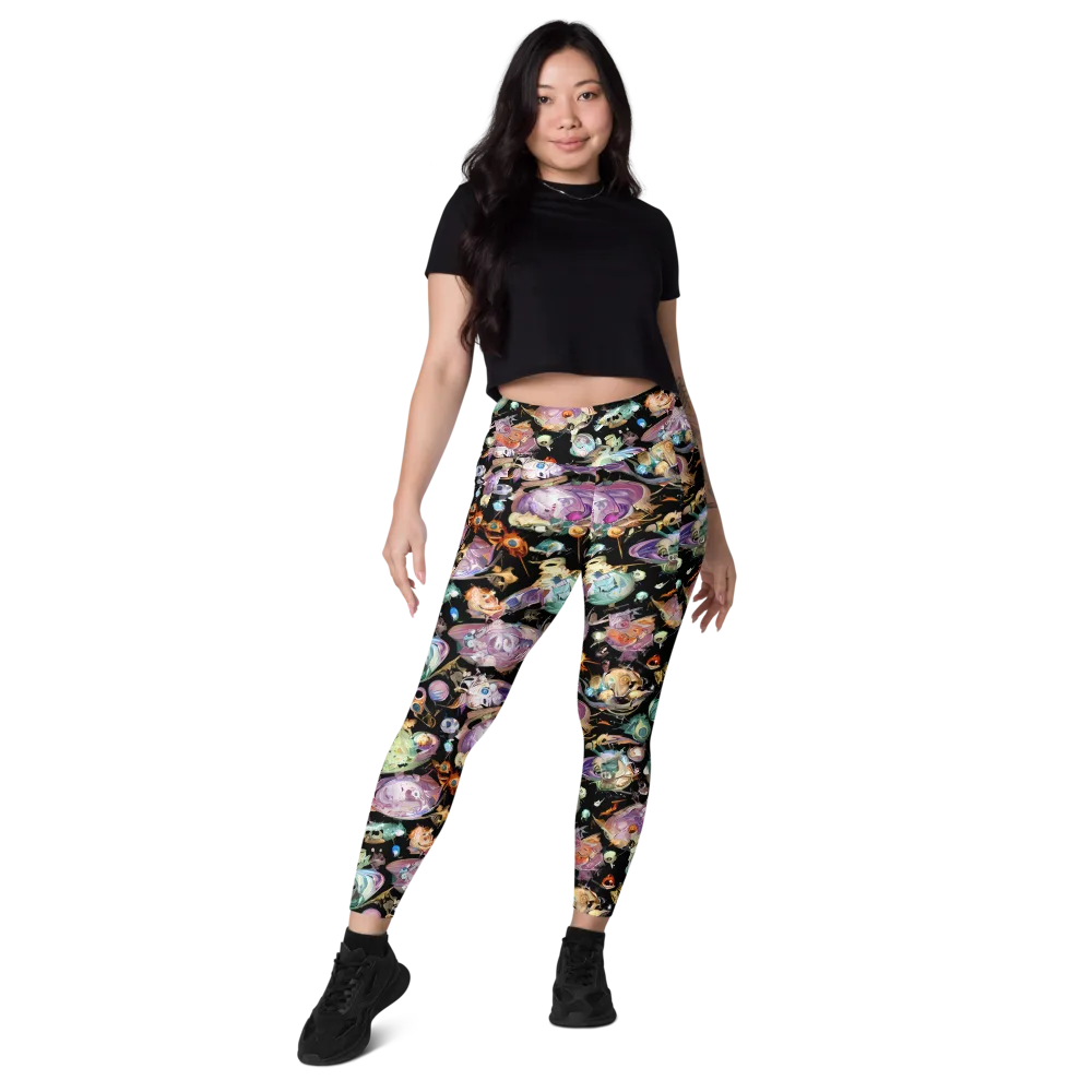 Nebula Bestiary on Leggings with Pockets — Front
