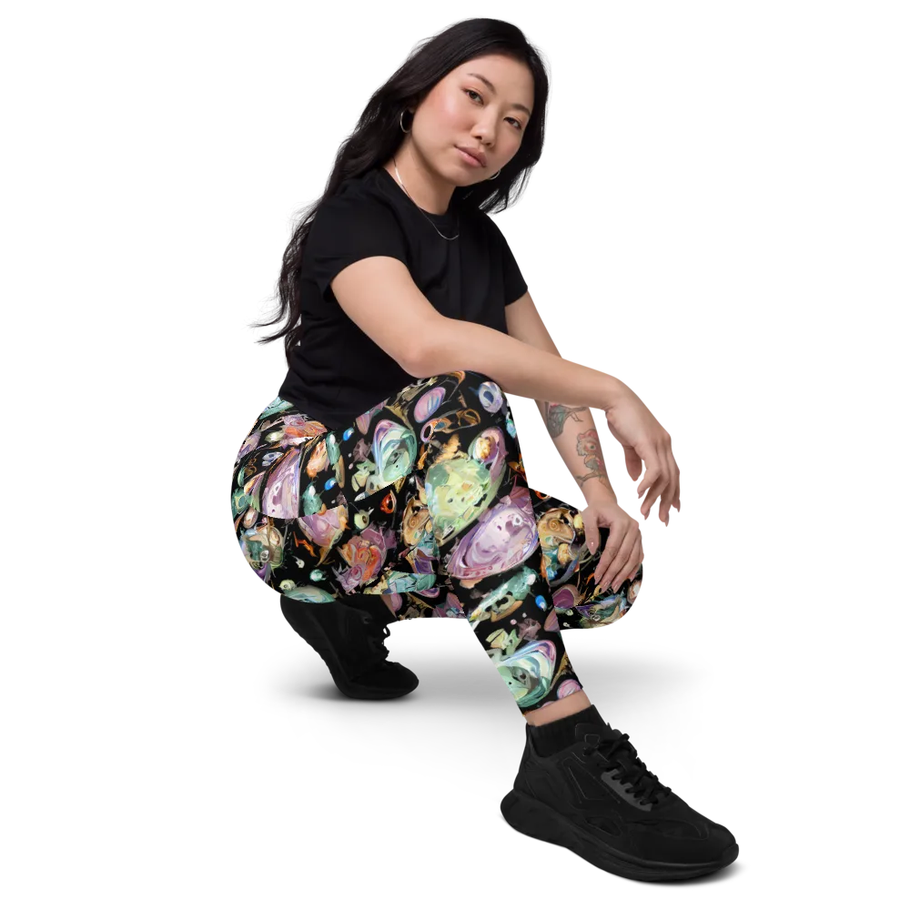 Nebula Bestiary on Leggings with Pockets — Right Front