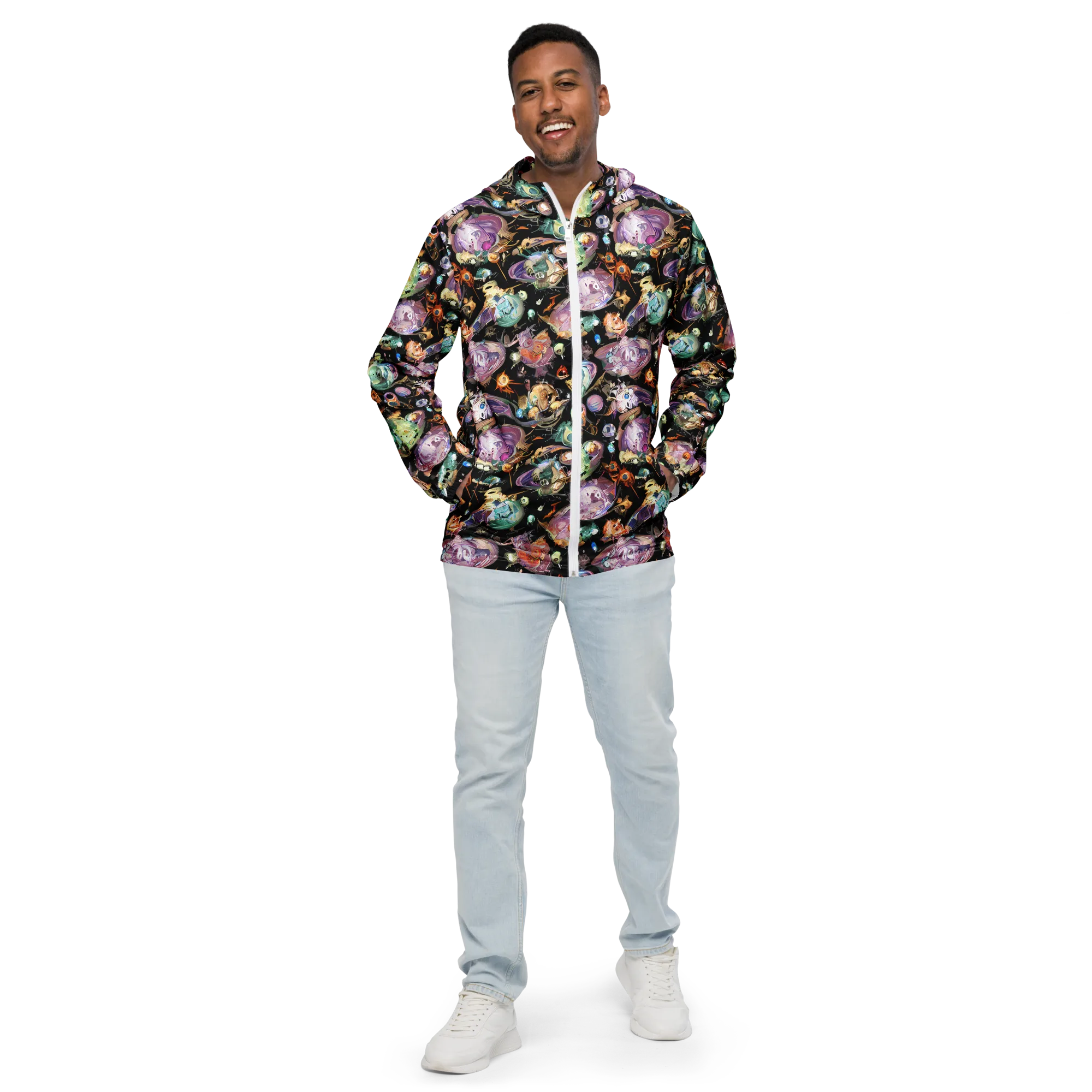 Nebula Bestiary on Men's Windbreaker — Front