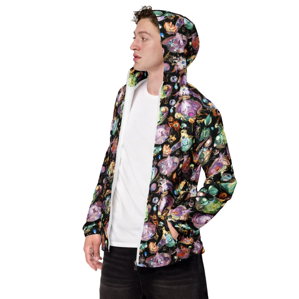 Nebula Bestiary on Men's Windbreaker — Left Front