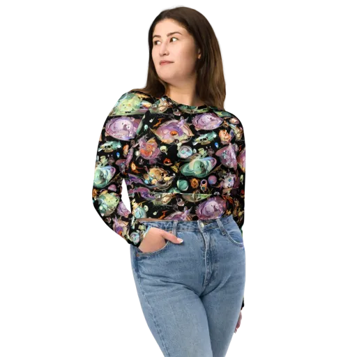 Nebula Bestiary on a Long Sleeve Crop Top