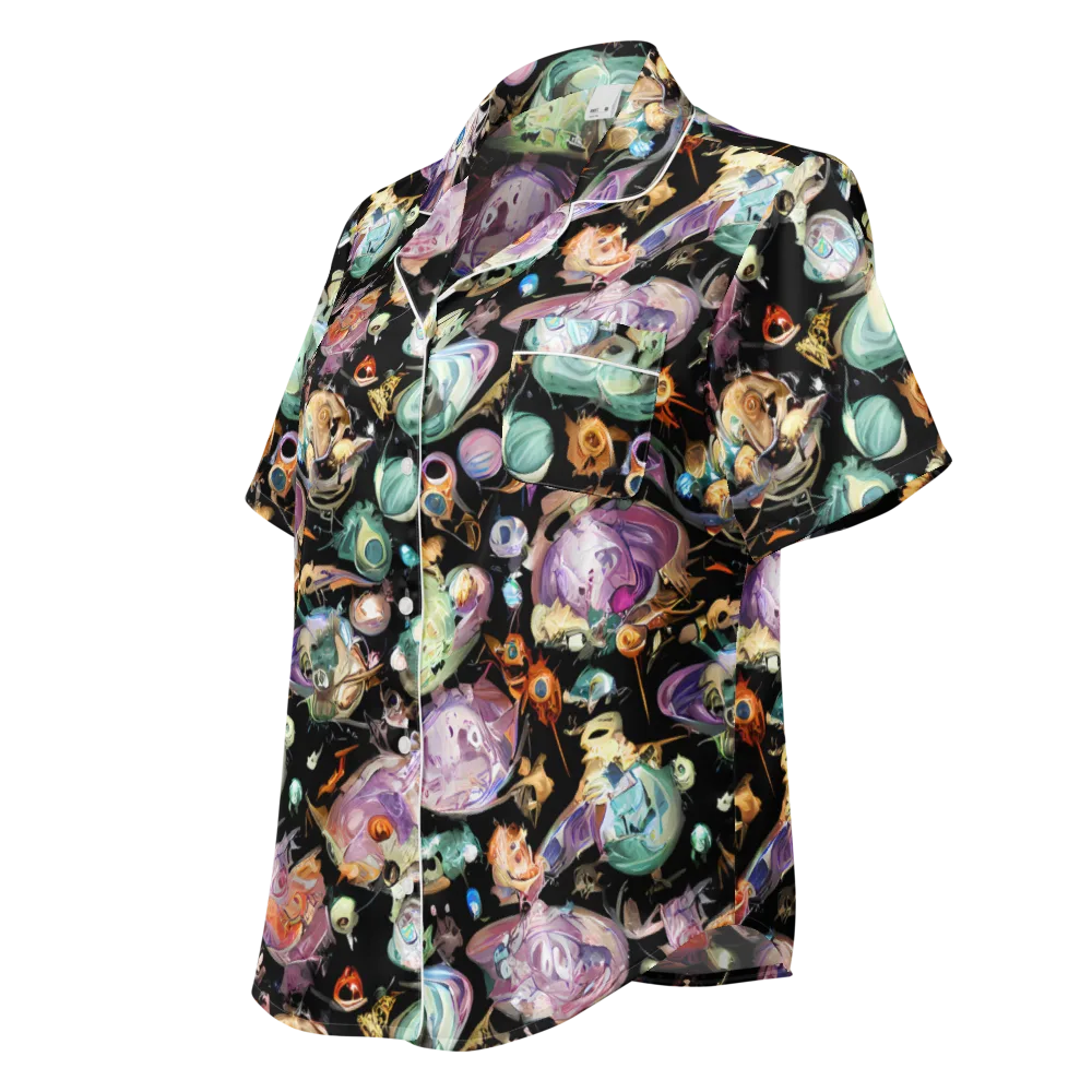 Nebula Bestiary on Women's Short Sleeve Pajama Top — Left Front