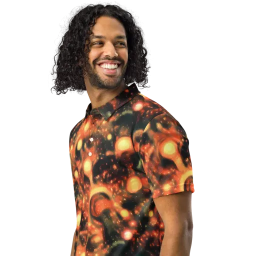 Volcanic Halo on a Men's Slim Fit Polo Shirt
