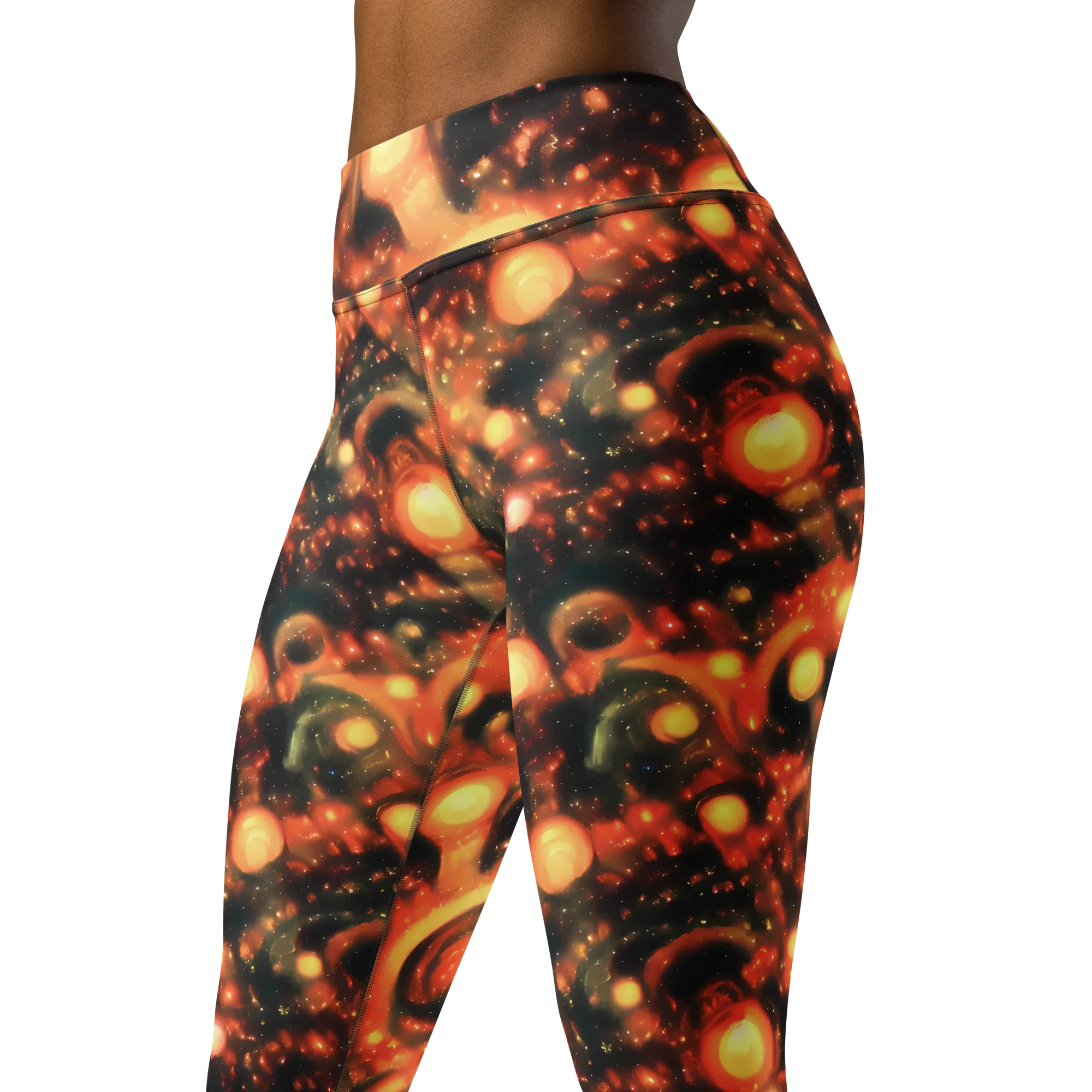 Volcanic Halo on Yoga Leggings — Left Front