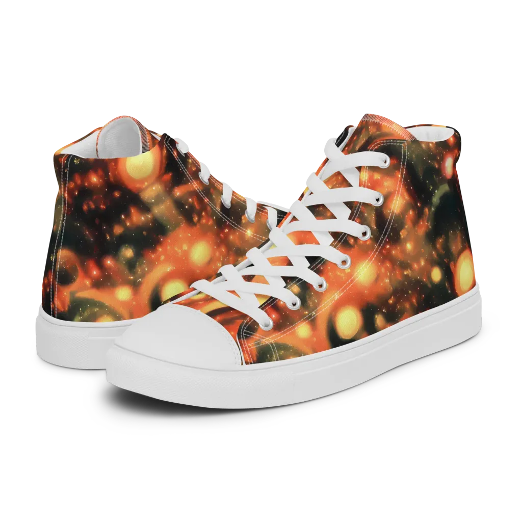 Volcanic Halo on Men's High Top Canvas Shoes — Left