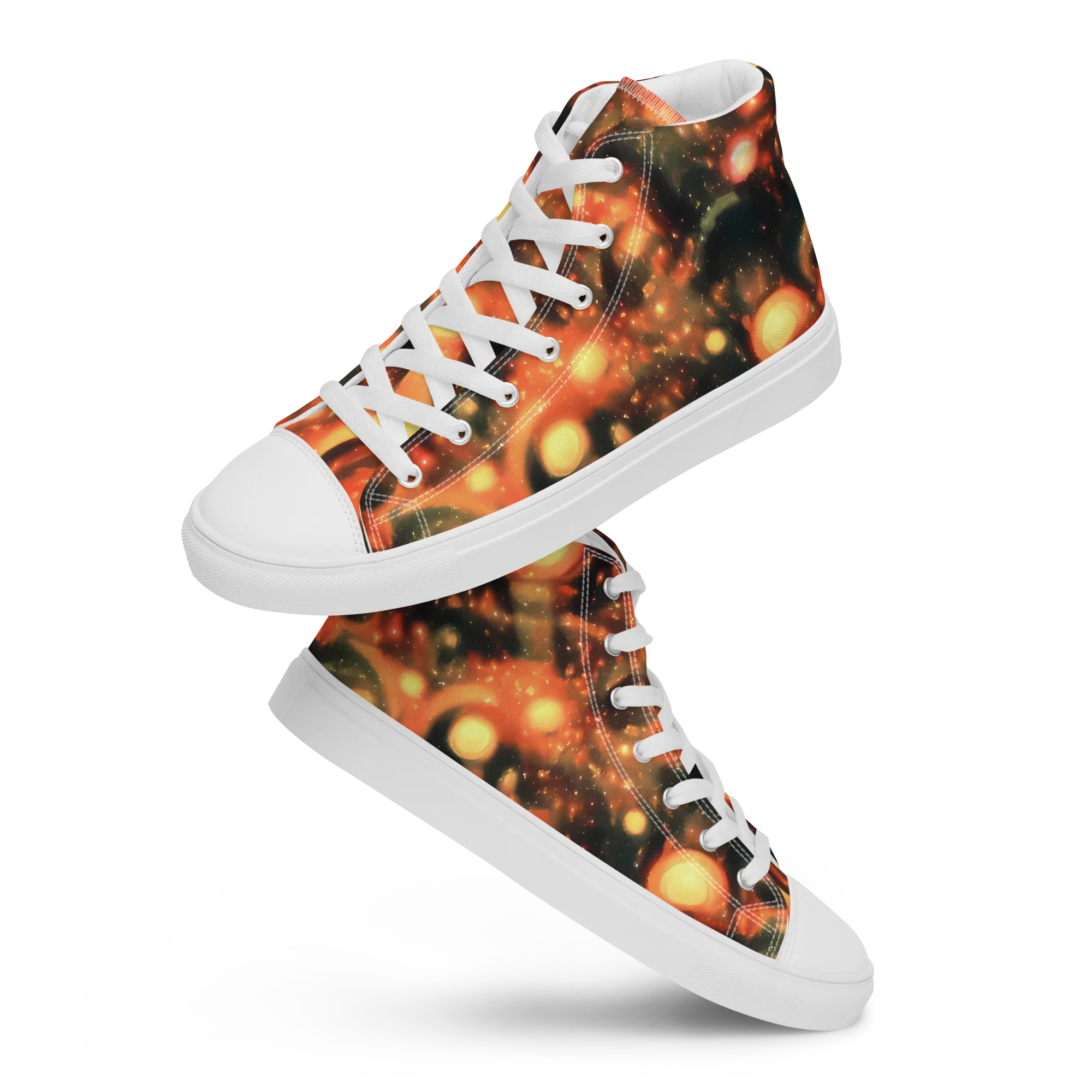 Volcanic Halo on Men's High Top Canvas Shoes — Front
