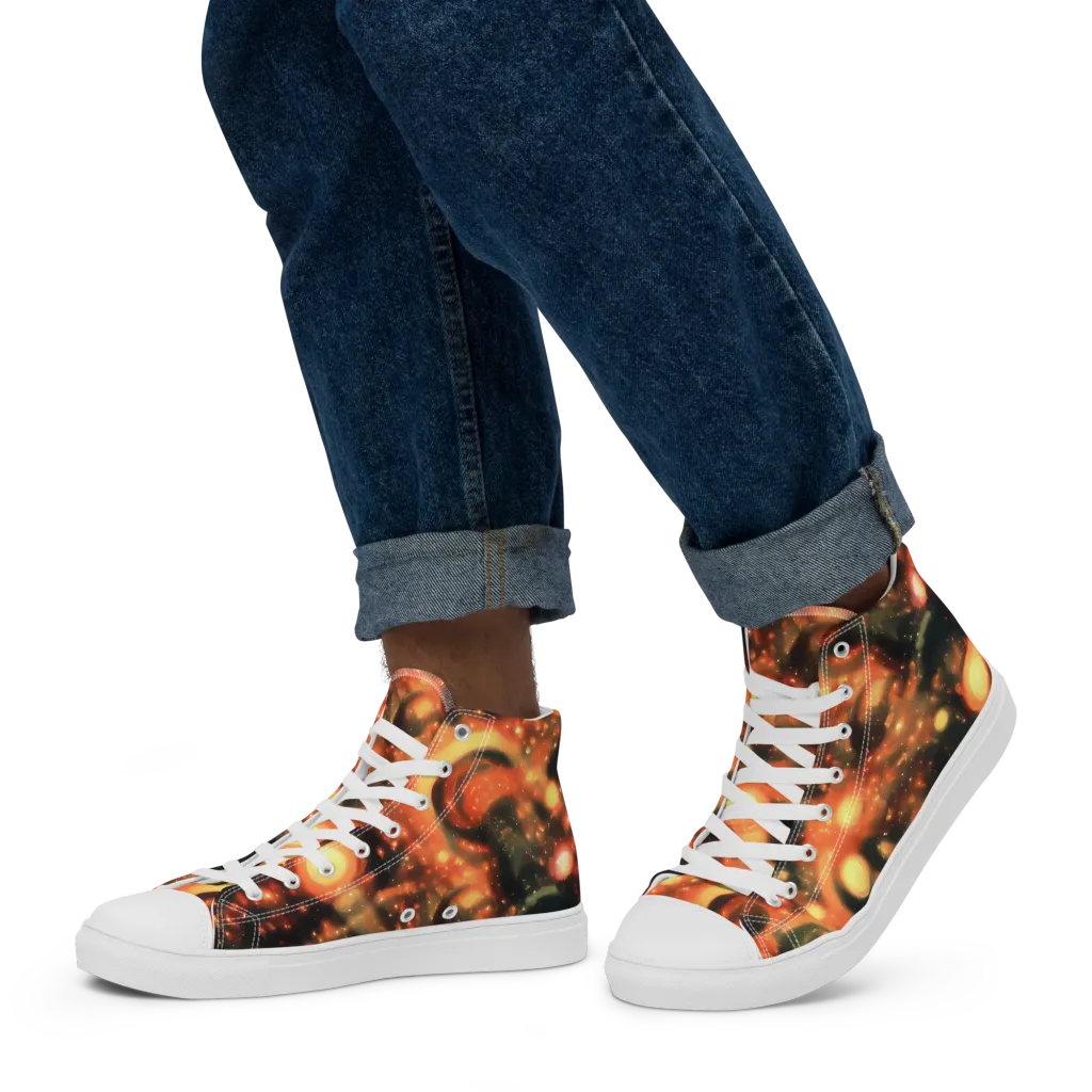Volcanic Halo on Men's High Top Canvas Shoes — Left