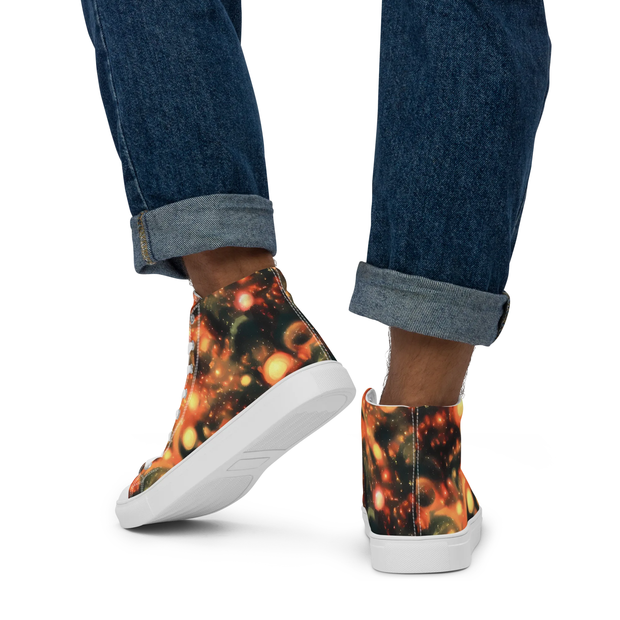 Volcanic Halo on Men's High Top Canvas Shoes — Back