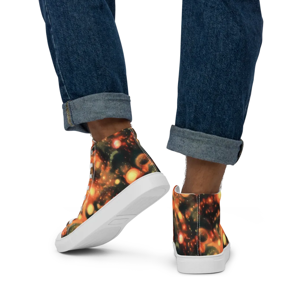 Volcanic Halo on Men's High Top Canvas Shoes — Back