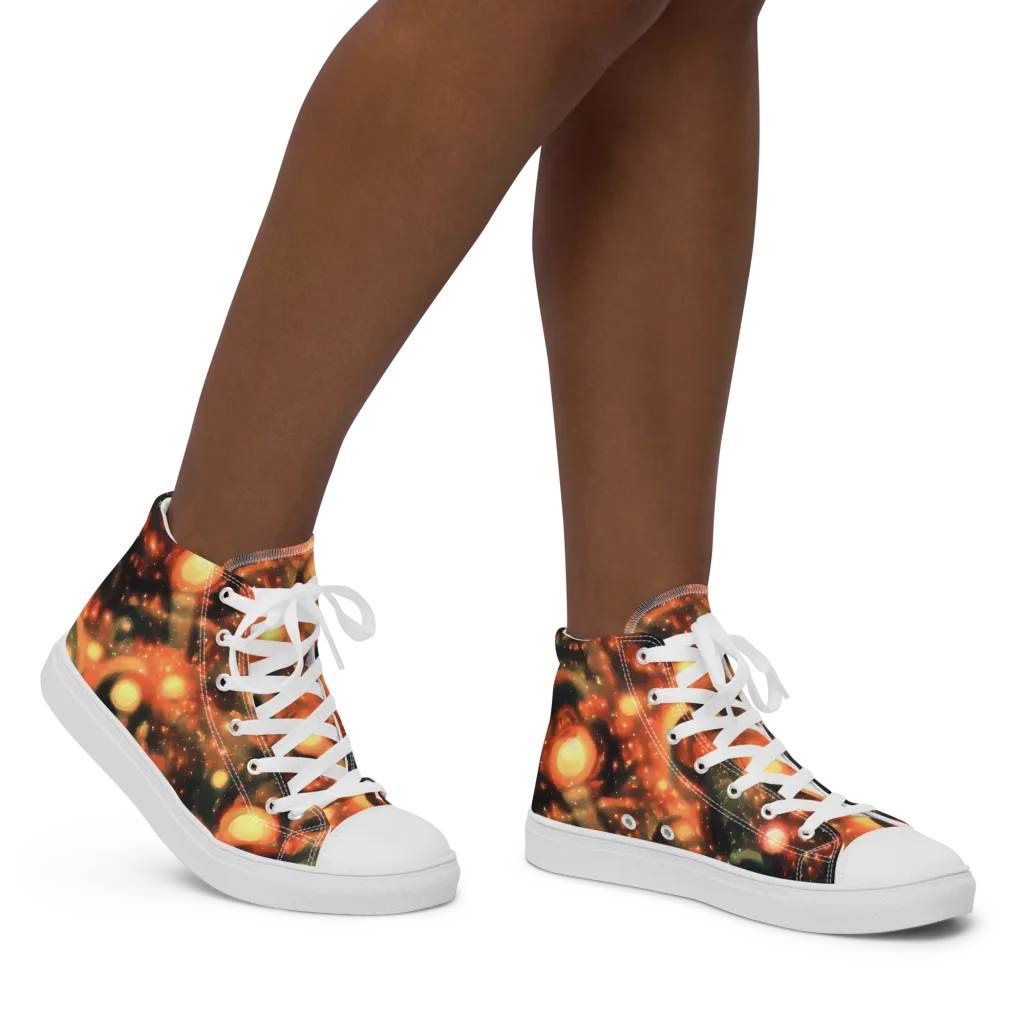 Volcanic Halo on Women's High Top Canvas Shoes — Right
