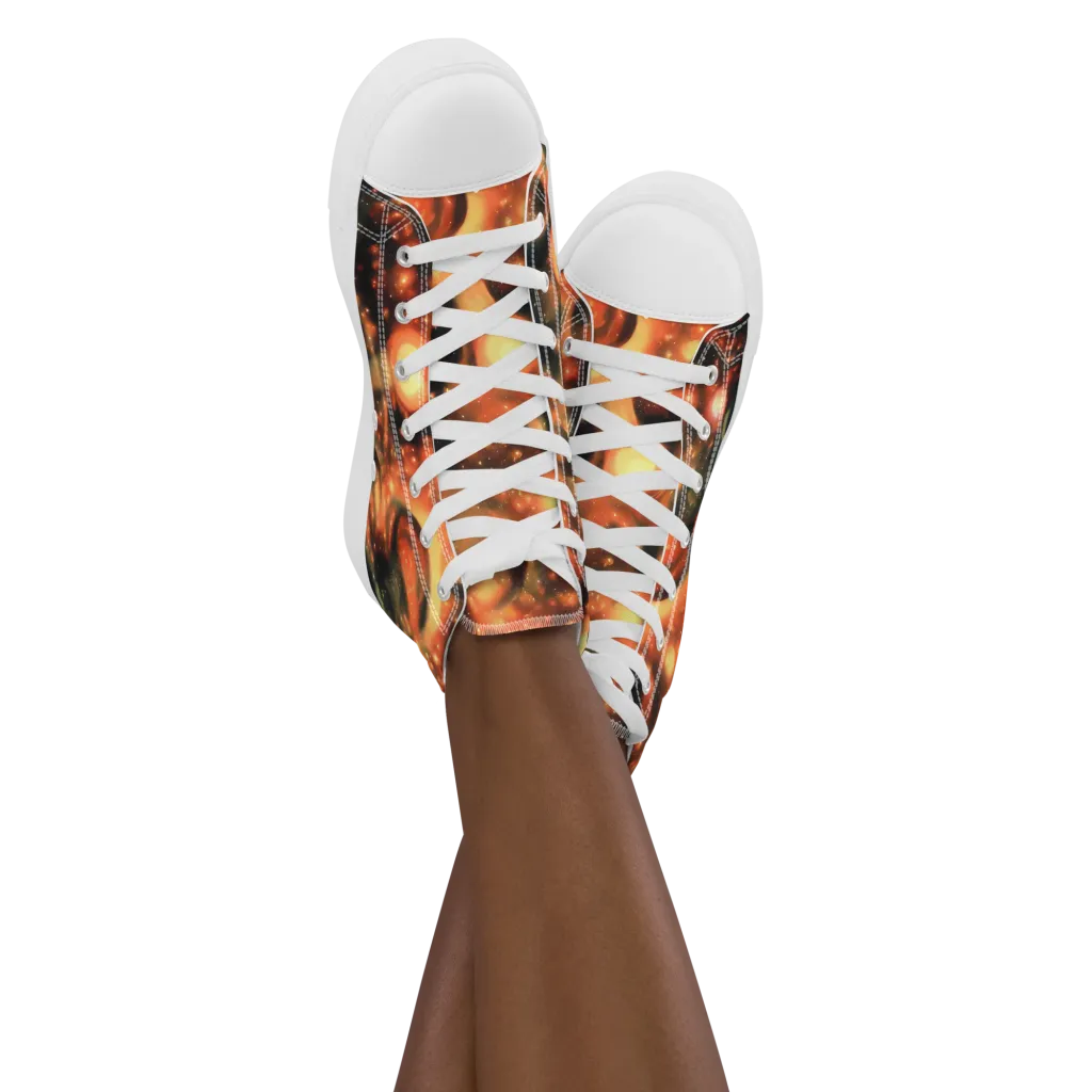 Volcanic Halo on Women's High Top Canvas Shoes — Front