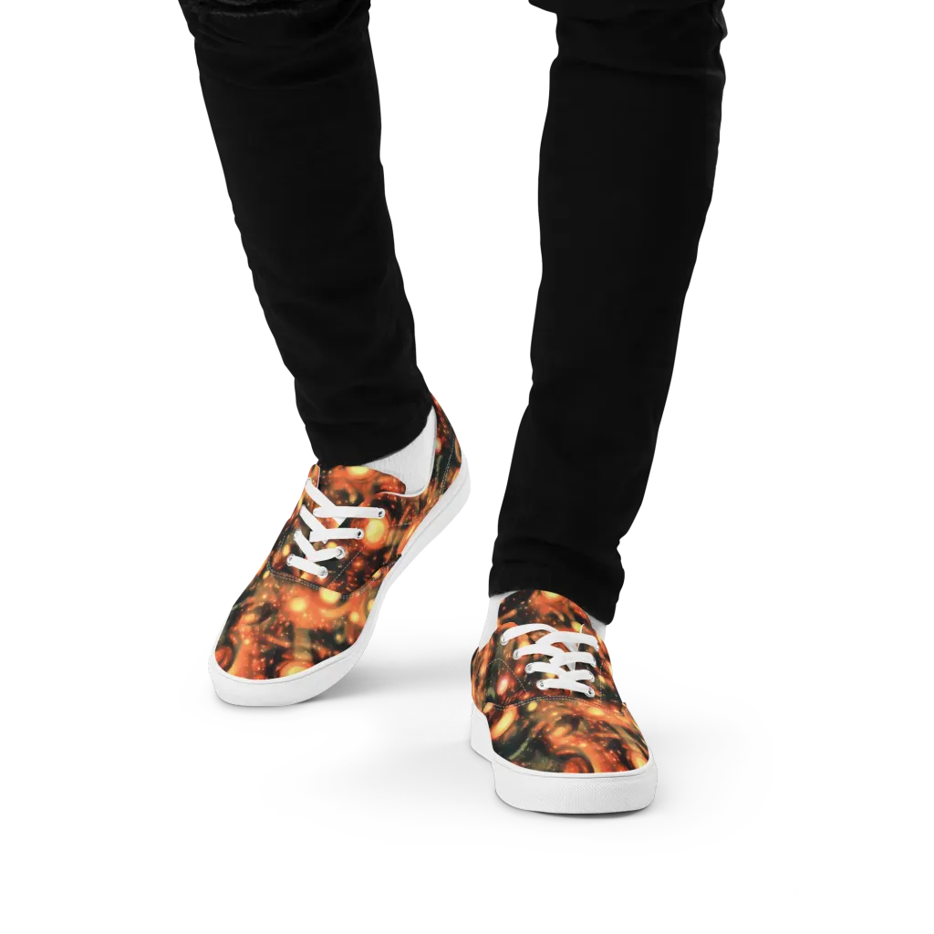 Volcanic Halo on Men's Lace-Up Canvas Shoes — Front