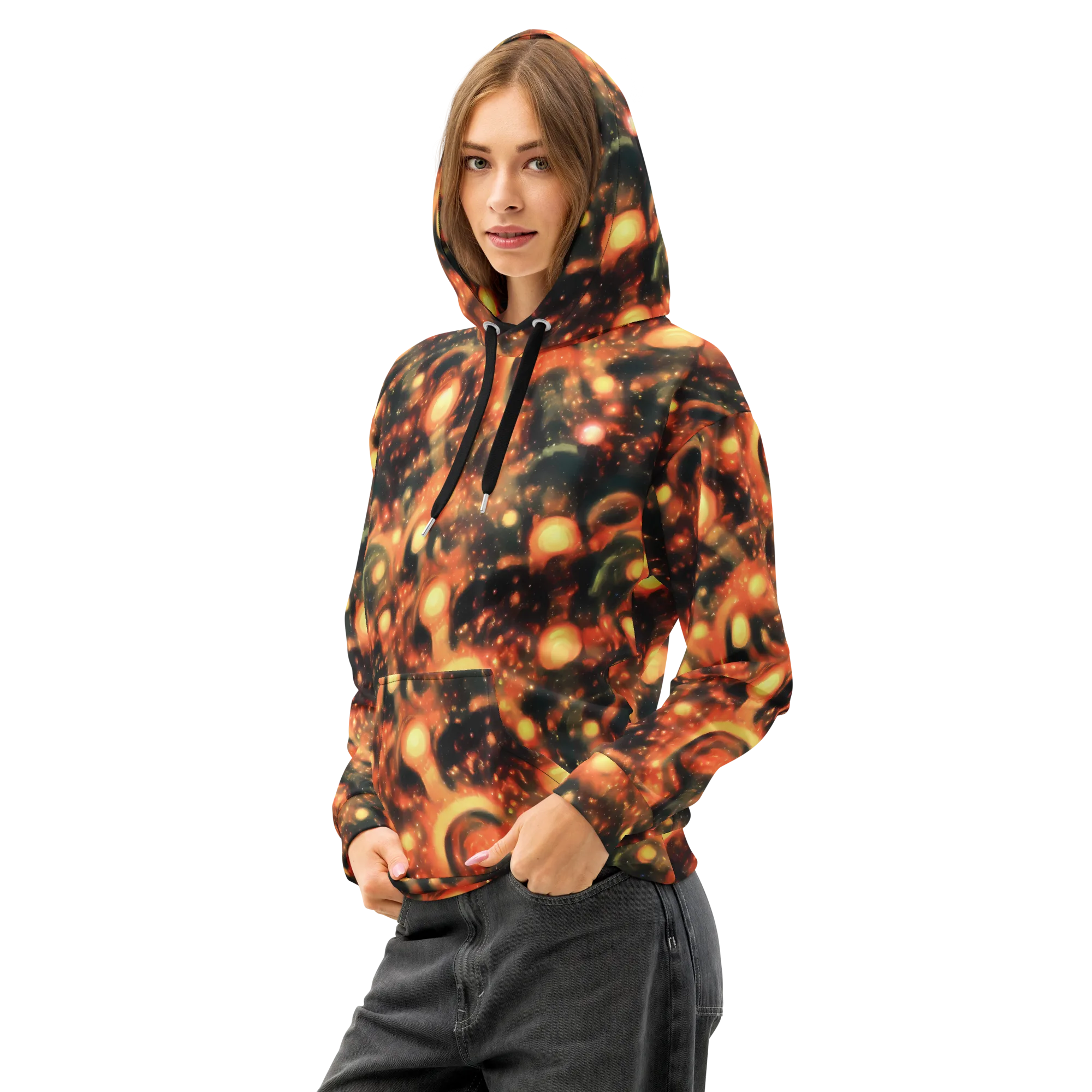 Volcanic Halo on Cotton Hoodie — Left Front