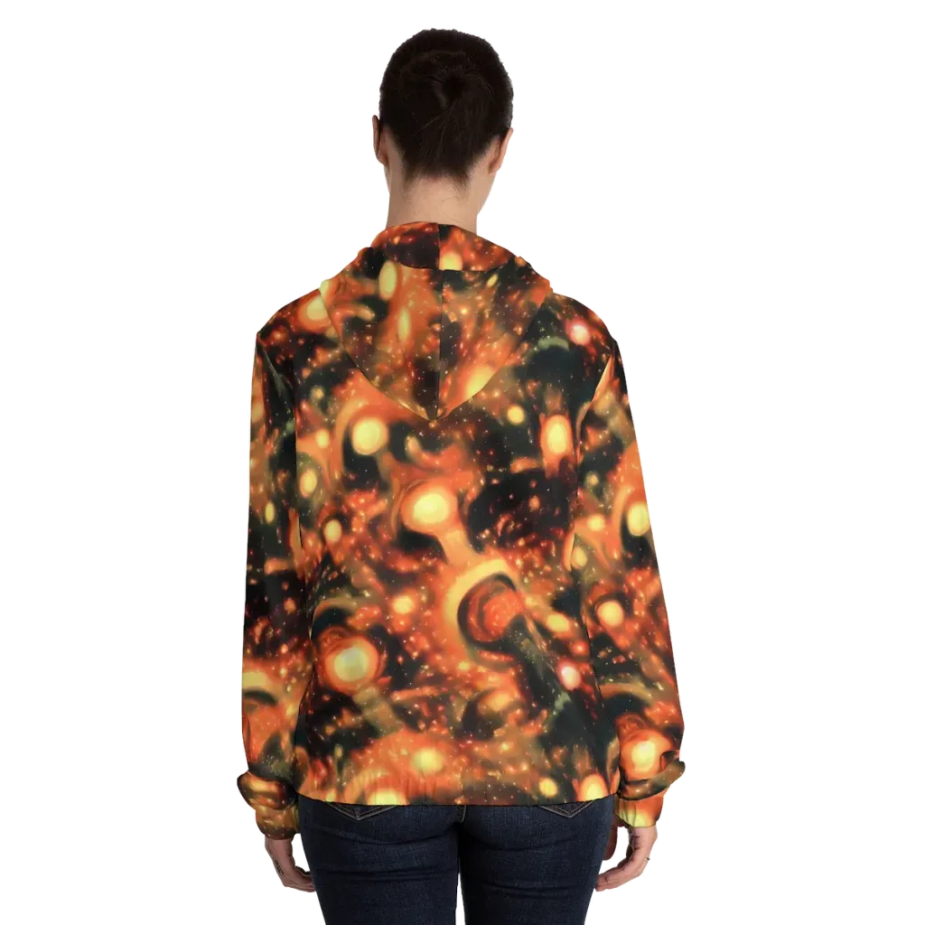 Volcanic Halo on Women's Full-Zip Hoodie — Back On Person