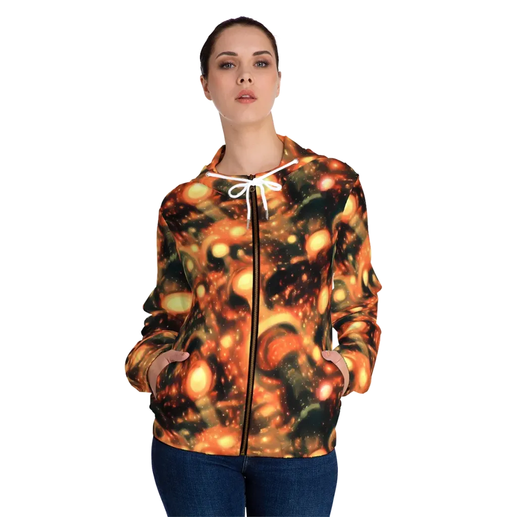 Volcanic Halo on Women's Full-Zip Hoodie — Front On Person