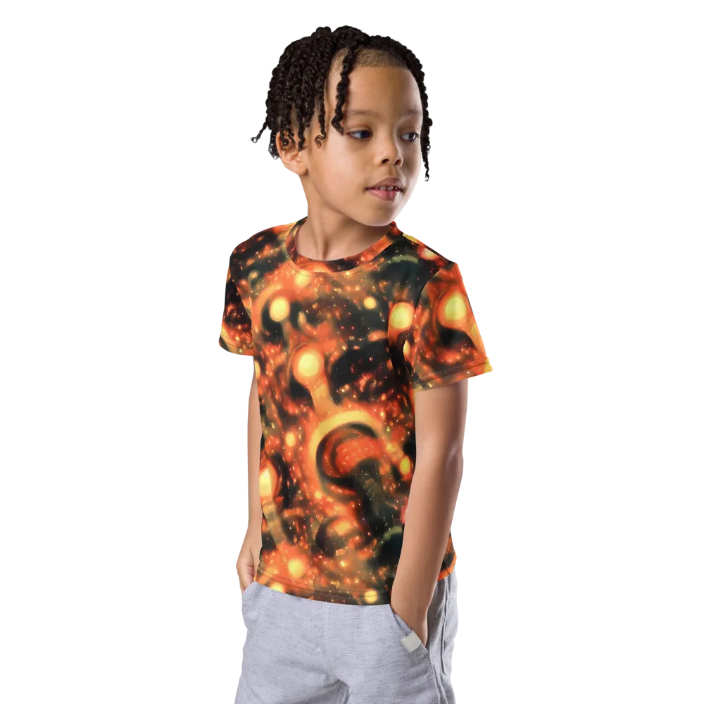 Volcanic Halo on Kids Crew Neck T-Shirt — Left Front
