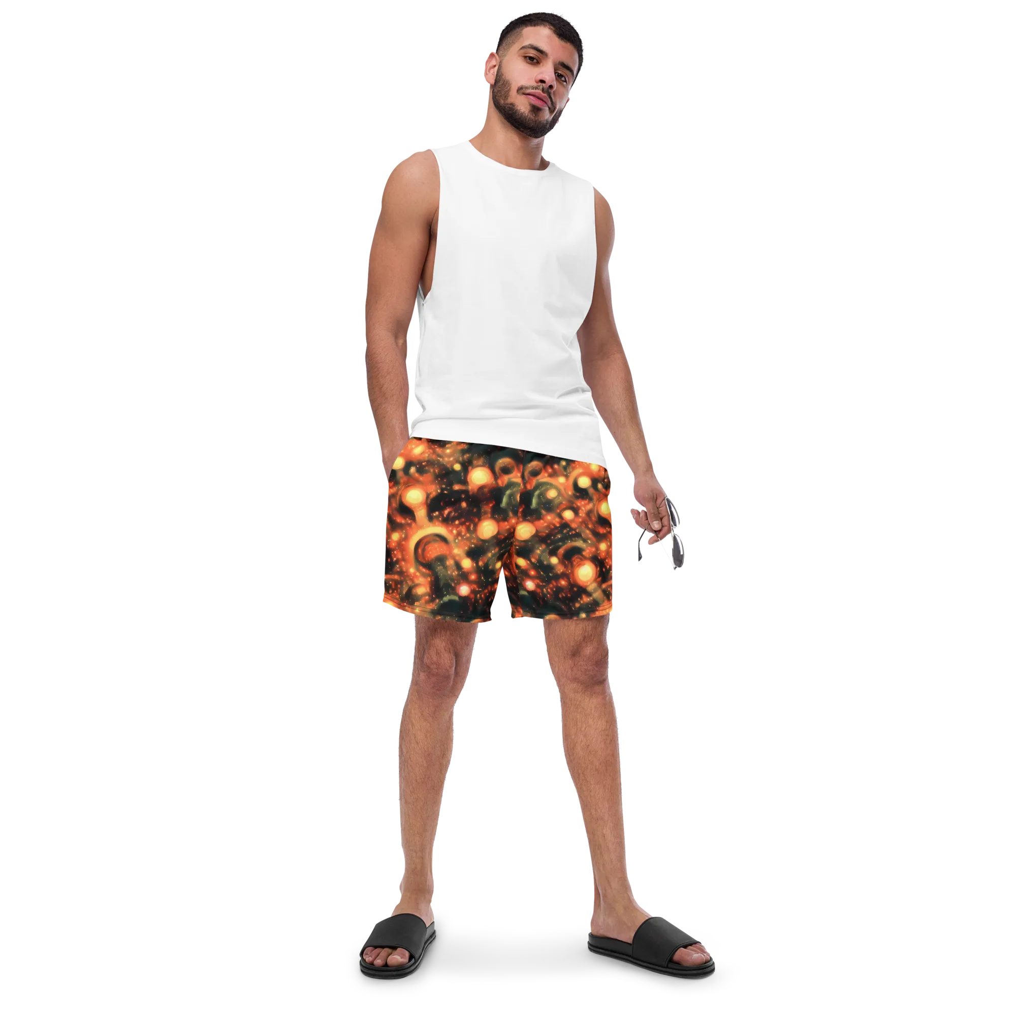 Volcanic Halo on Swim Trunks — Front