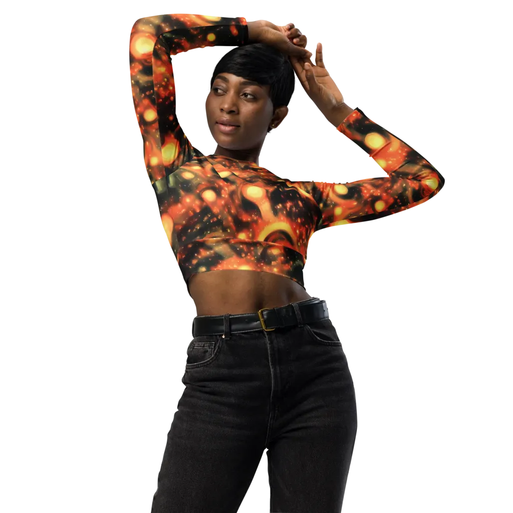 Volcanic Halo on Long Sleeve Crop Top — Front