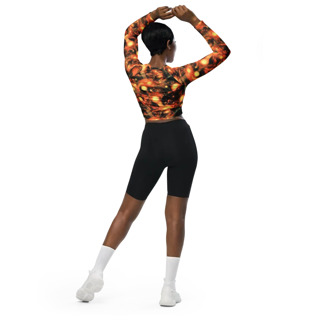 Volcanic Halo on Long Sleeve Crop Top — Back