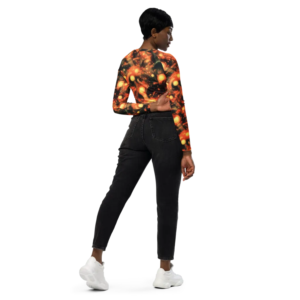Volcanic Halo on Long Sleeve Crop Top — Right Back