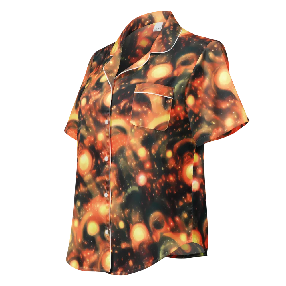 Volcanic Halo on Women's Short Sleeve Pajama Top — Left Front