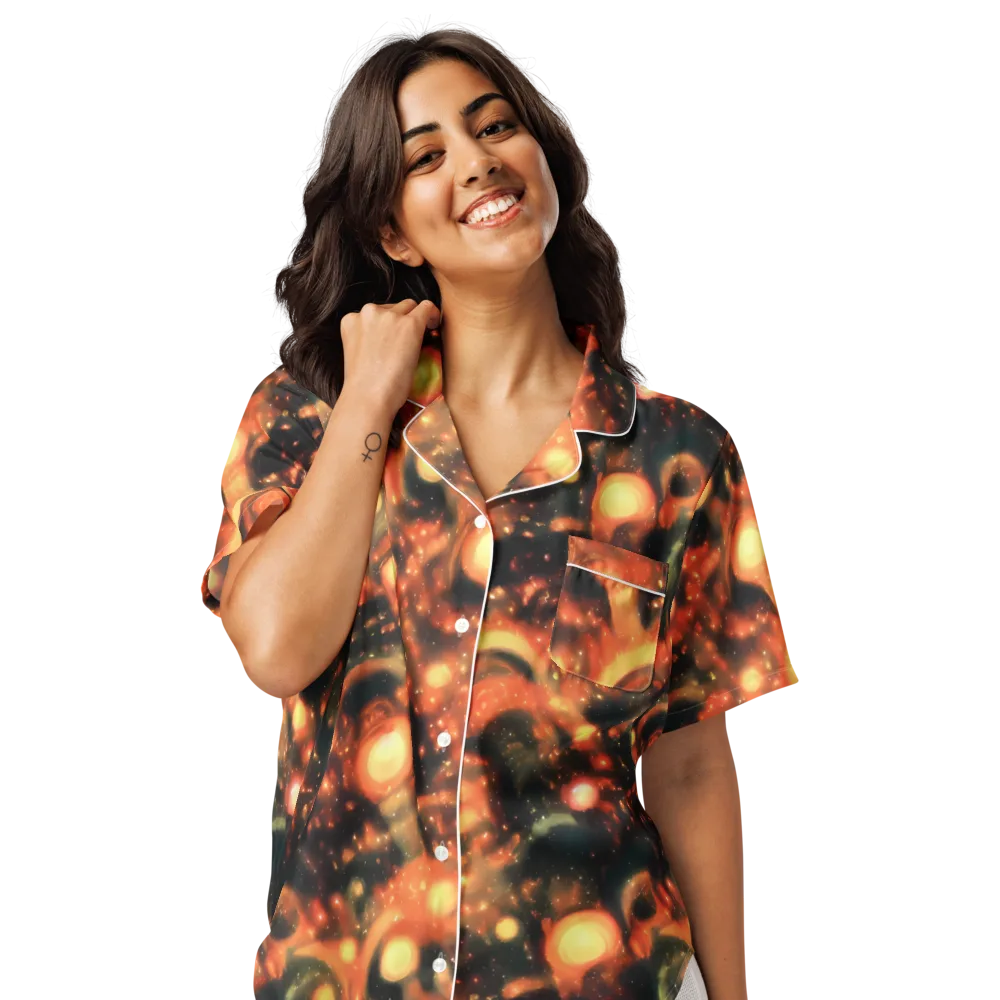 Volcanic Halo on Women's Short Sleeve Pajama Top — Front