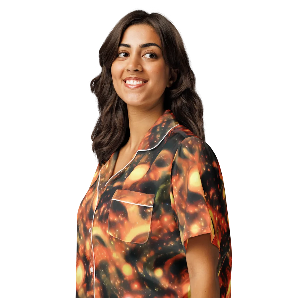 Volcanic Halo on Women's Short Sleeve Pajama Top — Left Front