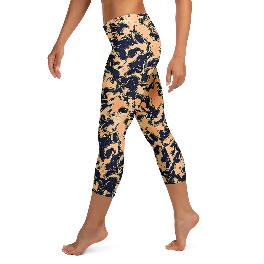 Apricot Ink on Capri Leggings — Left