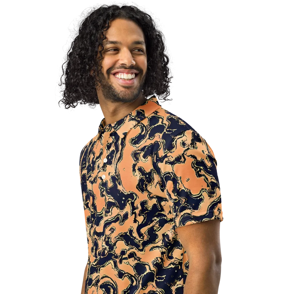 Apricot Ink on Men's Slim Fit Polo Shirt — Left Front