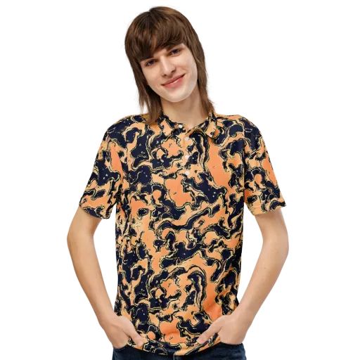Apricot Ink on a Men's Slim Fit Polo Shirt