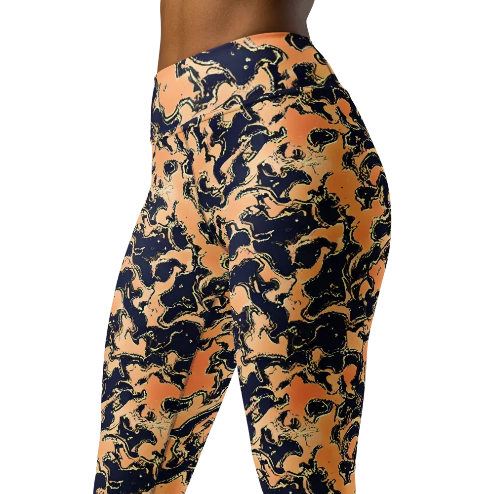 Apricot Ink on Yoga Leggings — Left Front