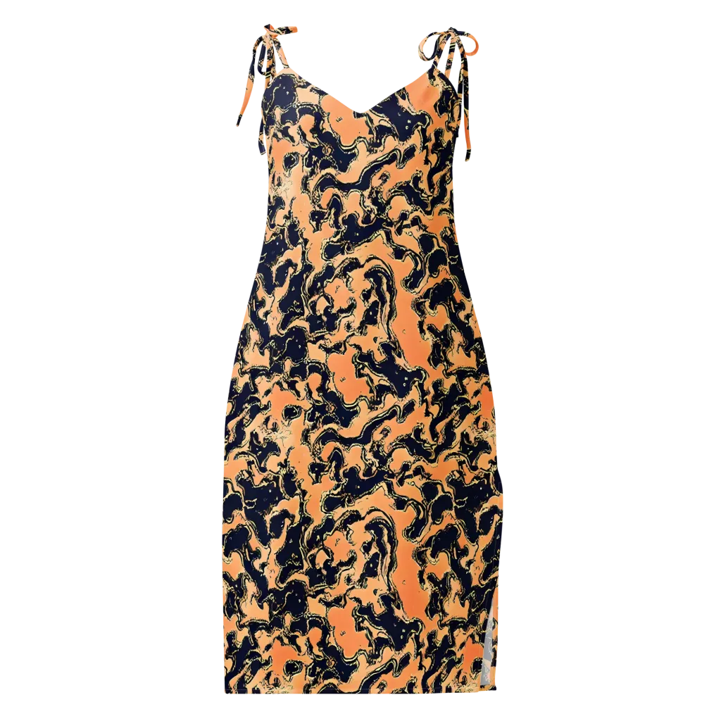 Apricot Ink on Slip Dress — Front