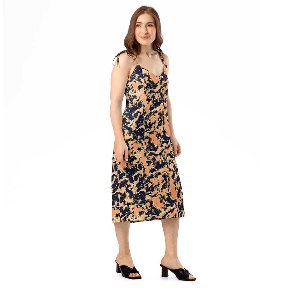 Apricot Ink on Slip Dress — Right Front