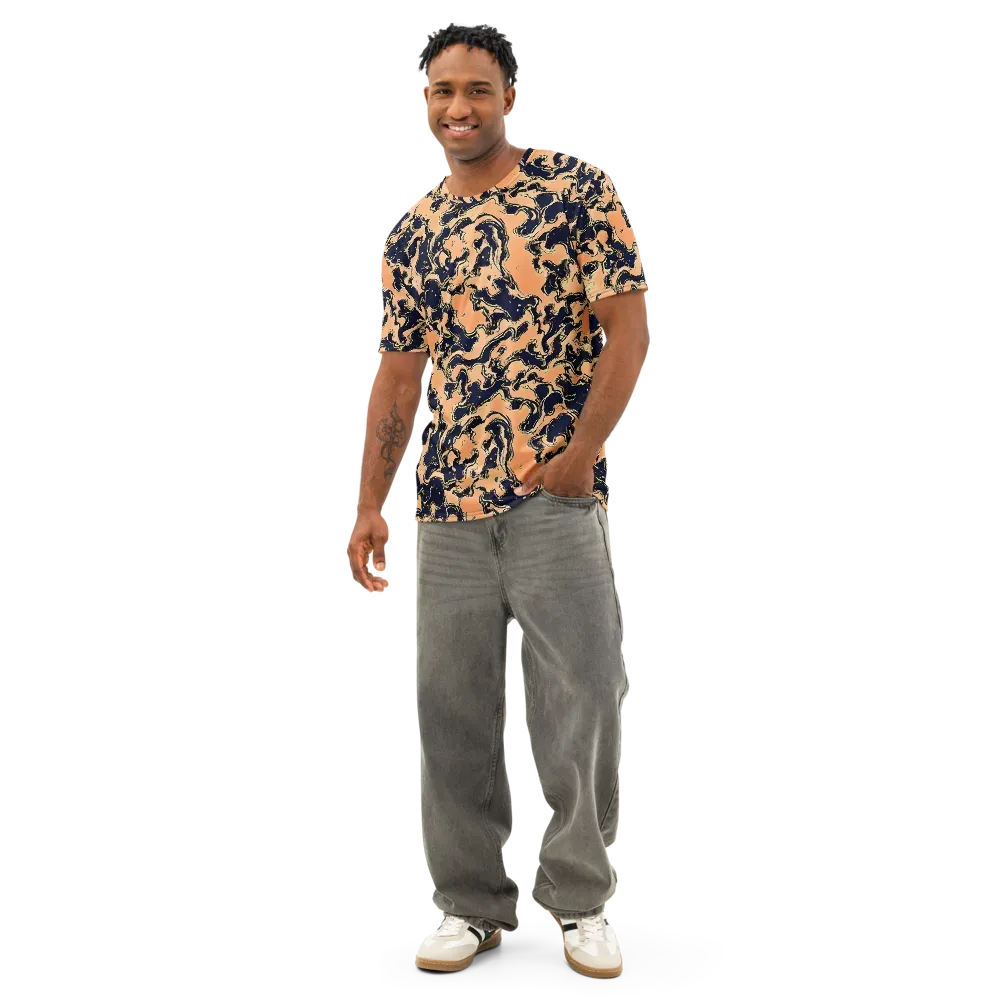 Apricot Ink on Men's Cotton Crew Neck T-Shirt — Front